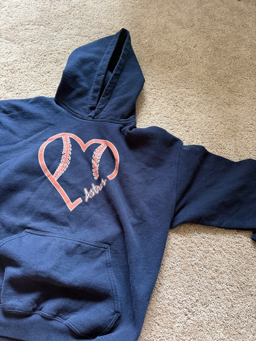 Astros Hoodie with Heart Baseball Graphic